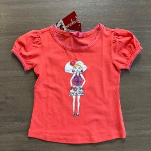 New One Kid Girls Coral Purple Embellished T-shirt
